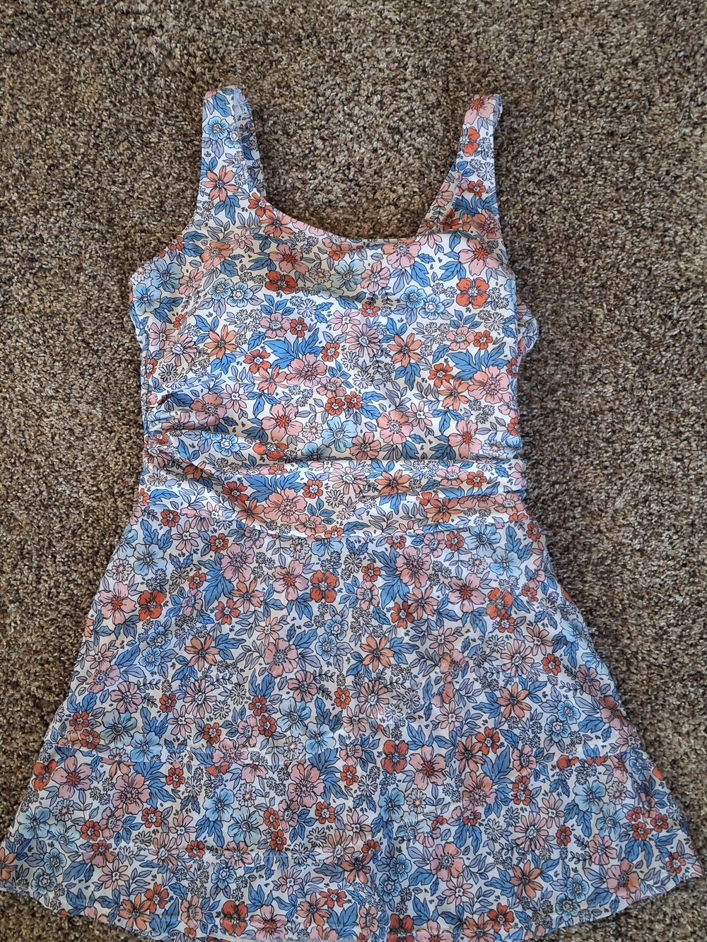 Floral Fit-and-Flare Swim dress in Blue, Coral, Pink